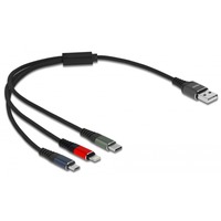 DeLOCK 87236 cable USB 0,3 m USB 2.0 USB A Micro-USB B/Lightning/Apple 30-pin Negro, Azul, Verde, Rojo multicolor, 0,3 m, USB A, Micro-USB B/Lightning/Apple 30-pin, USB 2.0, Negro, Azul, Verde, Rojo