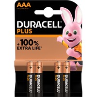 Duracell Plus 100 Batería de un solo uso AAA Alcalino Batería de un solo uso, AAA, Alcalino, 1,5 V, 4 pieza(s), Multicolor