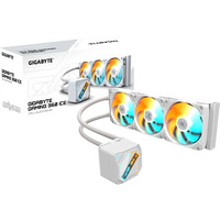 GIGABYTE GAMING 360 ICE Refrigeración Líquida para CPU - 3x120 mm Ventiladores ARGB, Mecanismo de enclavamiento deslizante, DAISY-CHAIN, Compatible con Intel LGA 1851 y AMD AM5, Refrigeración por agua blanco, Mecanismo de enclavamiento deslizante, DAISY-CHAIN, Compatible con Intel LGA 1851 y AMD AM5, Sistema de refrigeración líquida todo en uno, 12 cm, Blanco