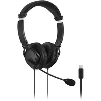 Kensington Auriculares USB-C clásicos con micrófono, Auriculares con micrófono negro, Alámbrico, Llamadas/Música, Auriculares, Negro