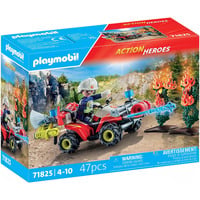 PLAYMOBIL Action Heroes Cuadrimoto de bomberos apaga incendio en seto, Juegos de construcción 