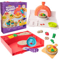 Spin Master Kinetic Sand - Kit Aplaste la Pizza: 452 g de Arena Mágica en 4 Colores + Accesorios - Juegos Infantiles - Manualidades niños - Juguetes Niños 5 Años + - Regalo Niño 5 Años + - Arena Kinetica, Juego de arena 