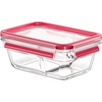 Emsa CLIP & CLOSE N10407 Rectangular Caja 0,8 L Transparente 1 pieza(s) transparente/Rojo, Caja, Rectangular, 0,8 L, Transparente, Vidrio, 420 °C