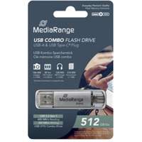 MediaRange Memoria USB combo 512 GB, Lápiz USB plateado/Transparente