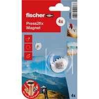 fischer Press2fix garra magnética 4 piezas, Gancho plateado