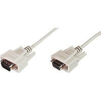 Digitus Cable de extensión para transferencia de datos serial, D-Sub9 (enchufe) > D-Sub9 (zócalo), Cable alargador beige