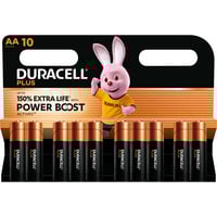 Duracell Plus Batería de un solo uso AA Alcalino Batería de un solo uso, AA, Alcalino, 1,5 V, 10 pieza(s), Negro, Oro