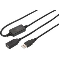 Digitus Cable de extensión USB 2.0 activo, 15 metros, Cable alargador negro