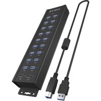 ICY BOX IB-HUB1720-U3 USB 3.2 Gen 1 (3.1 Gen 1) Type-B Negro, Hub USB negro, USB 3.2 Gen 1 (3.1 Gen 1) Type-B, USB 3.2 Gen 1 (3.1 Gen 1) Type-A, Negro, Aluminio, Access, Poder, 0,8 m