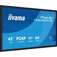 iiyama T4329AS-B1AG pantalla de señalización Panel plano interactivo 108 cm (42.5") LED Wifi 500 cd / m² 4K Ultra HD Negro Pantalla táctil Procesador incorporado Android 24/7, Monitor LED negro (mate), Panel plano interactivo, 108 cm (42.5"), LED, 3840 x 2160 Pixeles, Wifi, 24/7