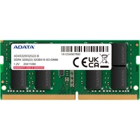 ADATA AD4S320016G22-DTGN módulo de memoria 32 GB 2 x 16 GB DDR4 260-pin SO-DIMM, Memoria RAM verde, 32 GB, 2 x 16 GB, DDR4, 3200 MHz, 260-pin SO-DIMM