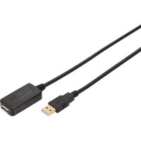 Digitus Cable de extensión USB 2.0 activo, 5 metros, Cable alargador negro