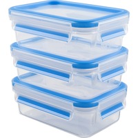 Emsa CLIP & CLOSE Rectangular Caja 1 L Azul, Transparente 3 pieza(s) transparente/Azul, Caja, Rectangular, 1 L, Azul, Transparente, Polipropileno (PP), Elastómero termoplástico (TPE), Alemania