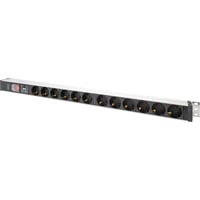 Digitus Regleta PDU con perfil de aluminio, 12 tomas negro/Aluminio