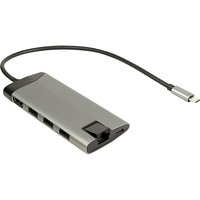 Inter-Tech GDC-802 USB 3.2 Gen 1 (3.1 Gen 1) Type-C 1000 Mbit/s Gris, Estación de acoplamiento USB 3.2 Gen 1 (3.1 Gen 1) Type-C, HDMI, RJ-45, MMC, MicroSD (TransFlash), 1000 Mbit/s, 30 Hz, 3840 x 2160