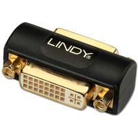 Lindy 41233 cambiador de género para cable DVI Negro, Embrague negro, DVI, DVI, Negro