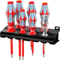 Wera 3160 i/7 Juego de destornilladores Kraftform Plus, acero inoxidable + soporte rojo/Azul