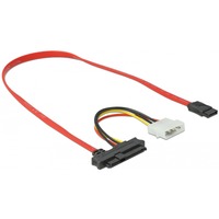 DeLOCK 82219 cable Serial Attached SCSI (SAS) 0,5 m 12 Gbit/s Rojo 0,5 m, SATA 7pin, SAS SFF-8482 + 4pin, Derecho, Derecho, 12 Gbit/s