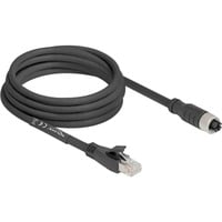 DeLOCK Cable M12 codificado X con conector hembra de 8 pines > conector RJ-45, Cat.5e S/FTP negro