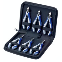 KNIPEX Juego de alicates electrónicos de precisión, 6 piezas, Set de pinzas gris/Azul