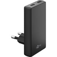 goobay Cargador rápido dual USB-C PD GaN 90° negro