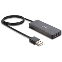 Lindy 42986 hub de interfaz USB 2.0 480 Mbit/s Negro, Hub USB USB 2.0, USB 2.0, 480 Mbit/s, Negro, Plástico, Cable redondo
