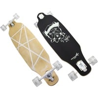 Muuwmi Lights Longboard GLOW ABEC 7 Pablo, Skateboard negro/Verde