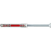 fischer Taco de vástago largo DuoXpand 8x80 T, Pasador gris claro/Rojo