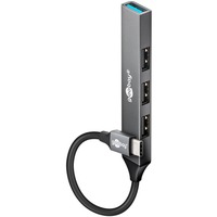goobay Slim 4-Port USB-Hub, USB-C a USB-A, USB 3.2 Gen1, Hub USB gris