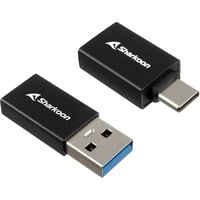 Sharkoon USB 3.2 Gen 1 OfficePal, USB-A > USB-C / USB-C > USB-A, Adaptador negro