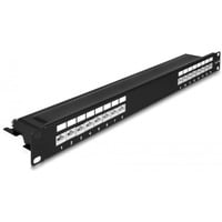 DeLOCK 66876 panel de parcheo 1U, Patch Panel negro, Cat6a, Negro, Metal, 1U, 482,6 mm, 100 mm