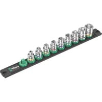 Wera Barra magnética para dados B Imperial 1 Juego de dados para llave de vaso 3/8", en pulgadas, Llave de tubo negro/Verde