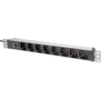 Digitus Regleta de enchufes de 19" con perfil de aluminio, 8 salidas italianas, 1U rojo/Aluminio