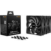 be quiet! Pure Wings 3 120 mm PWM high-speed Triple Pack Carcasa del ordenador Ventilador 12 cm Negro 3 pieza(s) negro, Ventilador, 12 cm, 2100 RPM, 101,2 m³/h, Negro