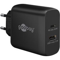 goobay Cargador rápido dual USB-C, PD, GaN, 65 vatios negro
