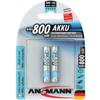 Ansmann 800 mAh - Micro / AAA / HR03 Níquel-metal hidruro (NiMH), Batería plateado, AAA, Níquel-metal hidruro (NiMH), 1,2 V, 800 mAh, 10.5 x 44.5