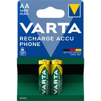 Varta -T399B Pilas domésticas, Batería Batería recargable, AA, Níquel-metal hidruro (NiMH), 1,2 V, 2 pieza(s), 1600 mAh