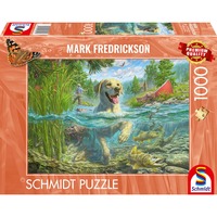 Schmidt Spiele Mark Fredrickson: Amor por los perros - labrador amarillo en caza de peces, Puzzle 