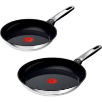 Tefal Set de sartenes acero inoxidable Emotion, 2 piezas, Juego de sartenes negro/Acero fino
