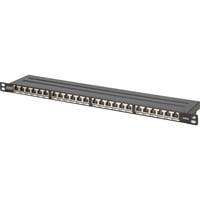 Digitus Panel de parcheo de alta densidad Clase EA CAT 6A, 24 puertos, Patch Panel negro