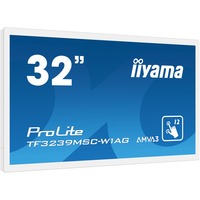 iiyama ProLite TF3239MSC-W1AG pantalla para PC 80 cm (31.5") 1920 x 1080 Pixeles Full HD LED Pantalla táctil Multi-usuario Blanco, Pantalla de gran formato blanco, 80 cm (31.5"), 1920 x 1080 Pixeles, Full HD, LED, 8 ms, Blanco