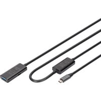 Digitus Cable de extensión USB 3.2 Gen 1 activo, conector USB-C > puerto USB-A, Cable alargador negro