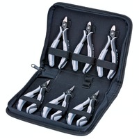 KNIPEX Juego de pinzas electrónicas de precisión ESD, 6 piezas, Set de pinzas negro/Gris