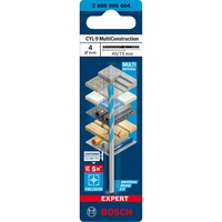 Bosch 2 608 900 604 broca Broca de centrar 1 pieza(s), Taladro Taladro, Broca de centrar, 4 mm, 75 mm, Concreto, Plástico, Baldosa blanda, Madera blanda, Acero, 4 cm