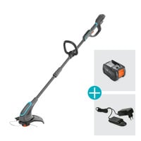 GARDENA Recortadora de césped a batería PowerTrim 30/18V P4A, Cortabordes gris/Turquesa