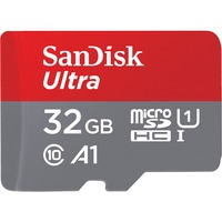 SanDisk Ultra 32 GB MicroSDHC Clase 10, Tarjeta de memoria 32 GB, MicroSDHC, Clase 10, 120 MB/s, Class 1 (U1), Gris, Rojo