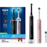 Braun Pro 3 3900N Gift Edition Adulto Cepillo dental oscilante Negro, Rosa, Cepillo de dientes eléctrico negro/Rosa neón, Adulto, Cepillo dental oscilante, Cuidados diarios, Sensible, Blanqueador, Negro, Rosa, Batería, Batería integrada