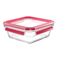 Emsa CLIP & CLOSE N1041400 recipiente de almacenar comida Plaza Caja 0,8 L Transparente 1 pieza(s) transparente/Rojo, Caja, Plaza, 0,8 L, Transparente, Vidrio, 420 °C