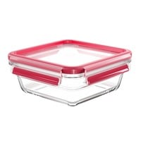 Emsa CLIP & CLOSE N10414 Plaza Caja 0,8 L Transparente 1 pieza(s) transparente/Rojo, Caja, Plaza, 0,8 L, Transparente, Vidrio, 420 °C