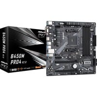 ASRock B450M Pro4 R2.0 AMD B450 Zócalo AM4 micro ATX, Placa base AMD, Zócalo AM4, AMD Ryzen™ 3, AMD Ryzen™ 5, AMD Ryzen™ 7, DDR4-SDRAM, 128 GB, DIMM